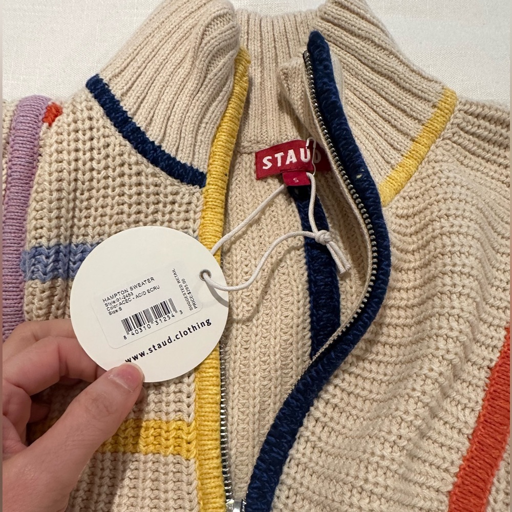 Staud Hampton rainbow zip up sweater small NWT